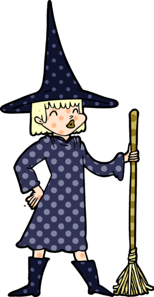 Bir insan tarafından çizilmiş çizgi film cadısı.