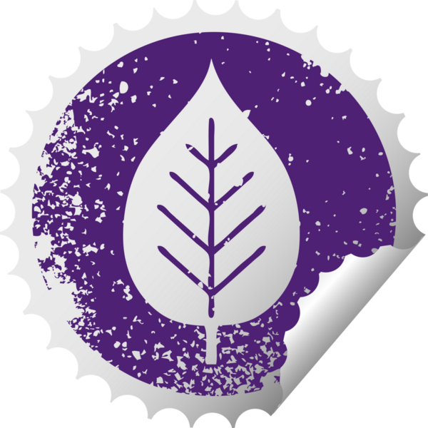 Bir insan tarafından çizilmiş yeşil bir yaprağın kırmızı kabuk soyma etiketi.