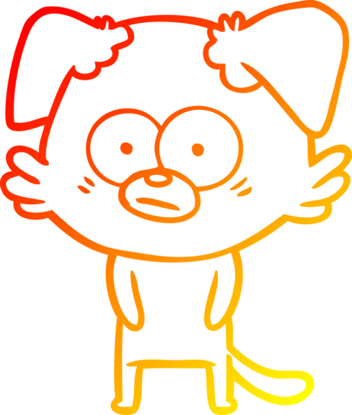 Bir insan tarafından çizilmiş gergin bir köpek çizgi filminin sıcak gradyanı.