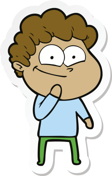 Bir insan tarafından çizilmiş mutlu bir adamın çıkartması.