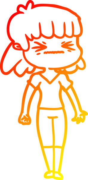 Bir insan tarafından çizilmiş kızgın bir kızın sıcak çizgi çizimi