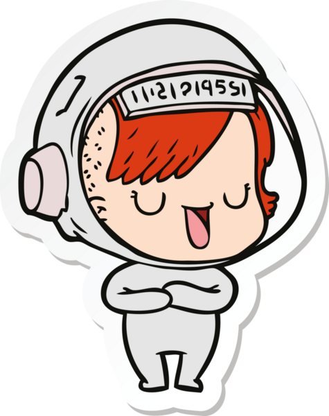 Bir insan tarafından çizilmiş astronot bir kadının çıkartması.