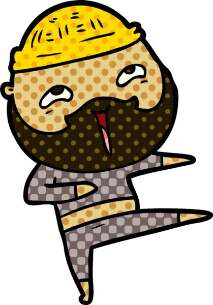 Bir insan tarafından çizilmiş mutlu sakallı bir adam.