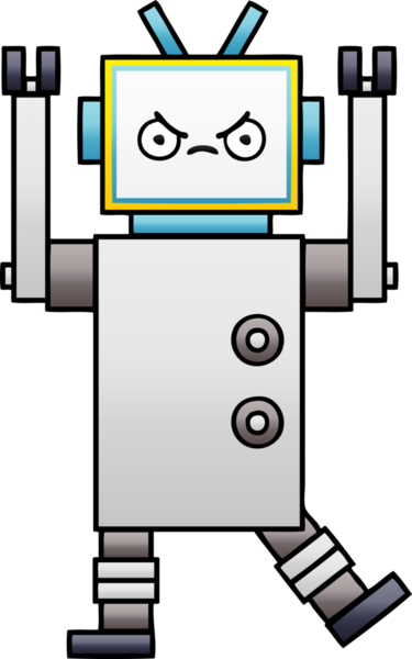 Bir insan tarafından çizilmiş bir robotun gölgelenmiş çizimi