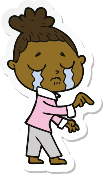 Bir insan tarafından çizilmiş, ağlayan bir kadının çıkartması.