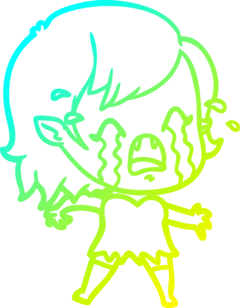 Bir insan tarafından çizilmiş ağlayan vampir kız çizgi filmi.