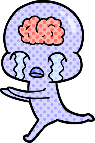 Bir insan tarafından çizilmiş koca beyinli bir uzaylı ağlaması.