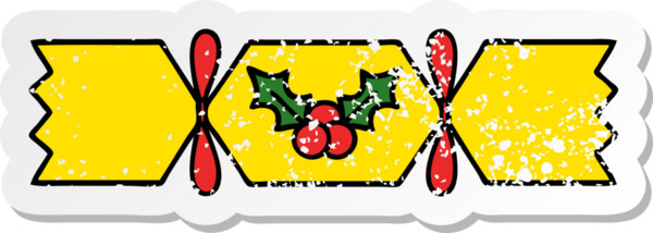 Bir insan tarafından çizilmiş tatlı bir noel krakerinin sıkıntılı çıkartması.