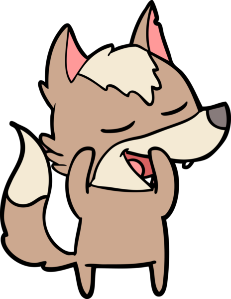 Bir insan tarafından çizilmiş gülen bir kurt.