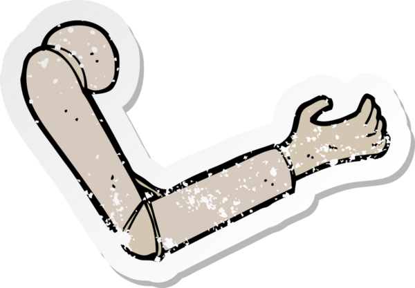 Bir insan tarafından çizilmiş protez bir karikatürün gerilimli yapıştırması.