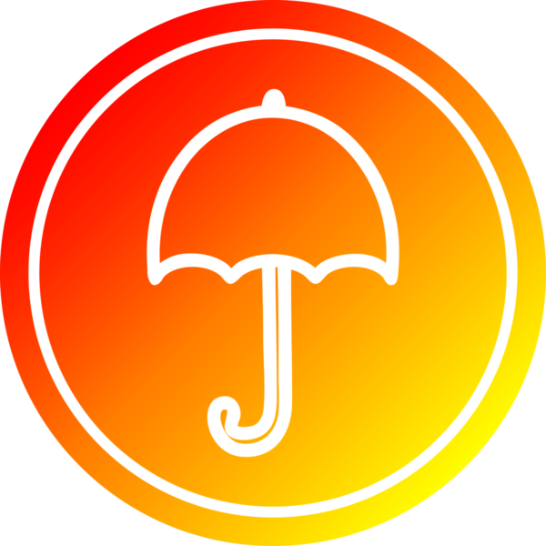 Bir insan tarafından çizilen sıcak gradyan bitişe sahip dairesel şemsiye simgesini aç