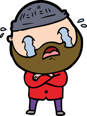 Çizgi film sakallı adam bir insan tarafından çizilmiş ağlıyor.