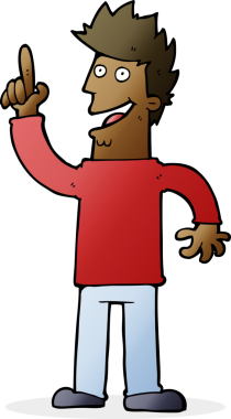 Bir insan tarafından çizilmiş yeni bir fikri olan bir çizgi film adamı.