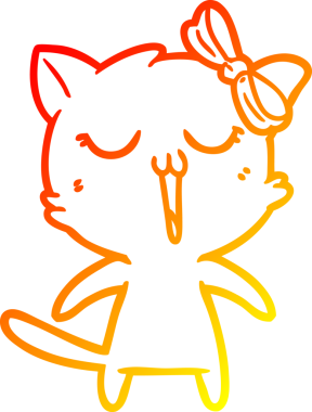 Bir insan tarafından çizilmiş çizgi film kedisinin sıcak çizgi çizimi