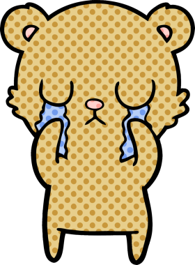 Bir insan tarafından çizilmiş ağlayan çizgi film ayısı.