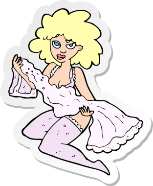 Bir insan tarafından çizilmiş, değişen bir karikatür kadının çıkartması.