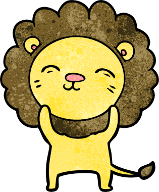 Bir insan tarafından çizilmiş çizgi film aslanı.