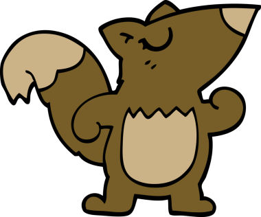 Bir insan tarafından çizilmiş kendine güvenen bir sincap.