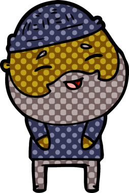 Bir insan tarafından çizilmiş mutlu sakallı bir adam.