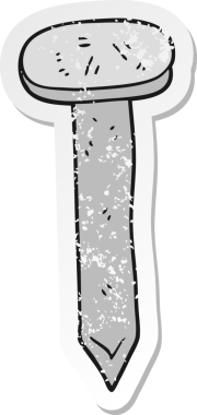 Bir insan tarafından çizilmiş karikatür çivisinin gerilemiş yapıştırması.