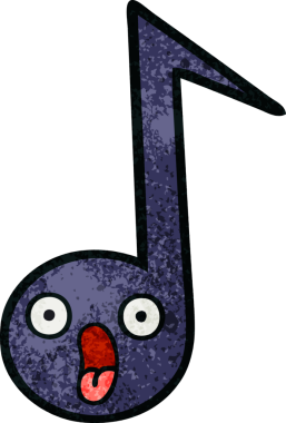 Bir insan tarafından çizilmiş müzikal notanın retro grunge desen karikatürü