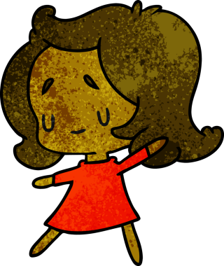 Bir insan tarafından çizilmiş sevimli bir kawai kızının desenli çizimi.