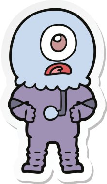 Bir insan tarafından çizilmiş uzaylı uzay adamının çizdiği Tepegöz 'ün çıkartması.