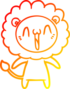 Bir insan tarafından çizilmiş mutlu çizgi film aslanının sıcak çizgi çizimi