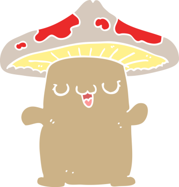 Bir insan tarafından çizilmiş düz renkli mantar mantarı.