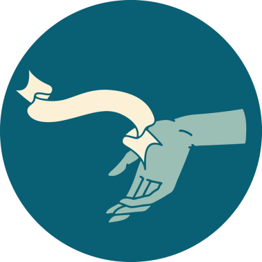 bir insan tarafından çizilmiş bir el pankartıyla dövme biçimi simgesi