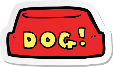 Bir insan tarafından çizilmiş köpek mamasının çıkartması.