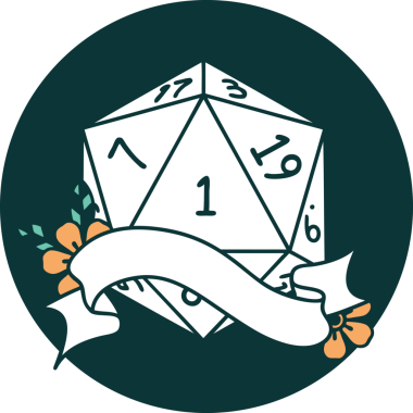 Bir insan tarafından çizilen bir d20 zar atma ikonu