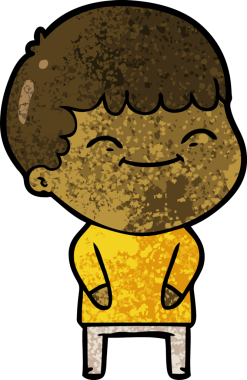 Bir insan tarafından çizilmiş mutlu çocuk çizgi filmi.