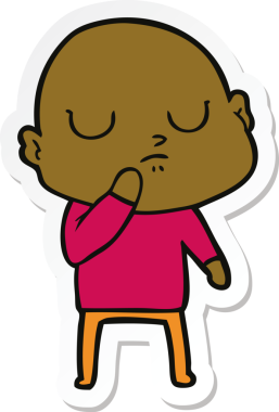 Bir insan tarafından çizilmiş kel bir adamın çıkartması.