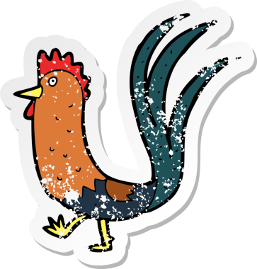 İnsan tarafından çizilmiş bir horoz çizgi filminin gerilimli yapıştırması.