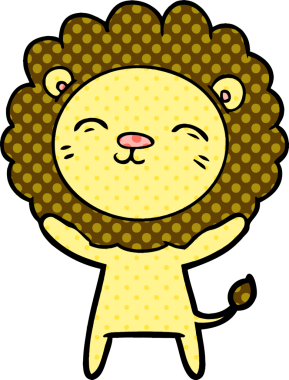 Bir insan tarafından çizilmiş çizgi film aslanı.