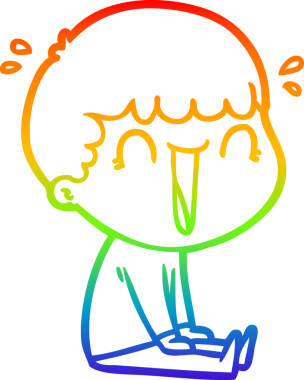 Gökkuşağı gradyan çizgisi bir insan tarafından çizilmiş gülen bir karikatür adamın çizimi