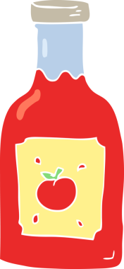 Bir insan tarafından çizilen ketçapın düz renk çizimi