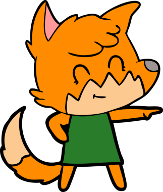 Bir insan tarafından çizilmiş mutlu tilki çizgi filmi.