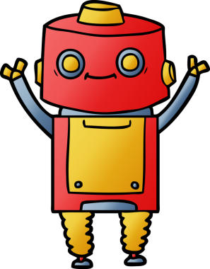 Bir insan tarafından çizilmiş çizgi film robotu