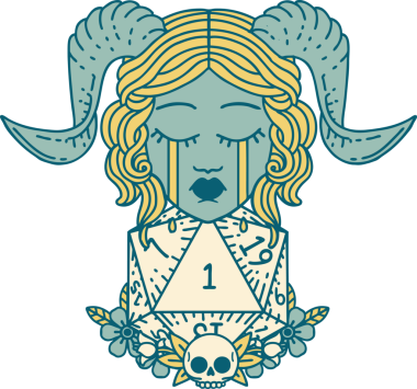 Retro Dövme Biçimi Ağlama Ağlama Doğal bir D20 zar atışıyla bir insan tarafından çizilmiş