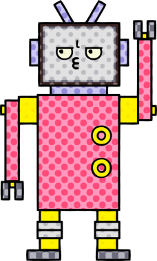 bir insan tarafından çizilmiş bir robotun çizgi roman tarzı