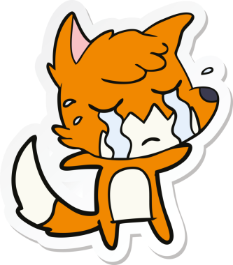 Bir insan tarafından çizilmiş ağlayan tilki çizgi filminin çıkartması.