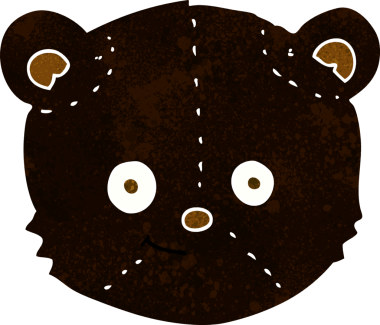 Bir insan tarafından çizilmiş siyah ayı kafası.