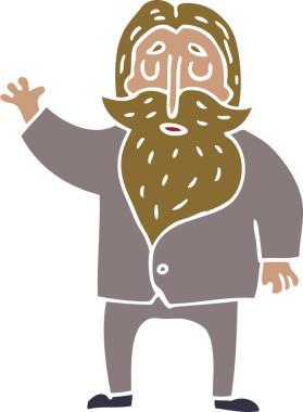 Çizgi film karalaması. Yaşlı adam bir insan tarafından çizilmiş.