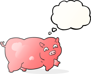 Bir insan tarafından çizilmiş serbest çizim balon çizgi film domuzu.