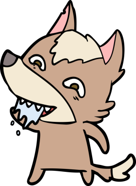 Bir insan tarafından çizilmiş aç kurt çizgi filmi.