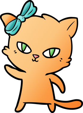 Bir insan tarafından çizilmiş sevimli çizgi film kedisi.