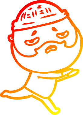 İnsan tarafından çizilmiş sakallı, endişeli bir çizgi film karakteri.