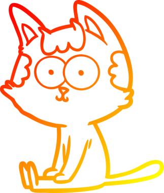 Bir insan tarafından çizilmiş mutlu çizgi film kedisinin sıcak çizgi çizgisi.